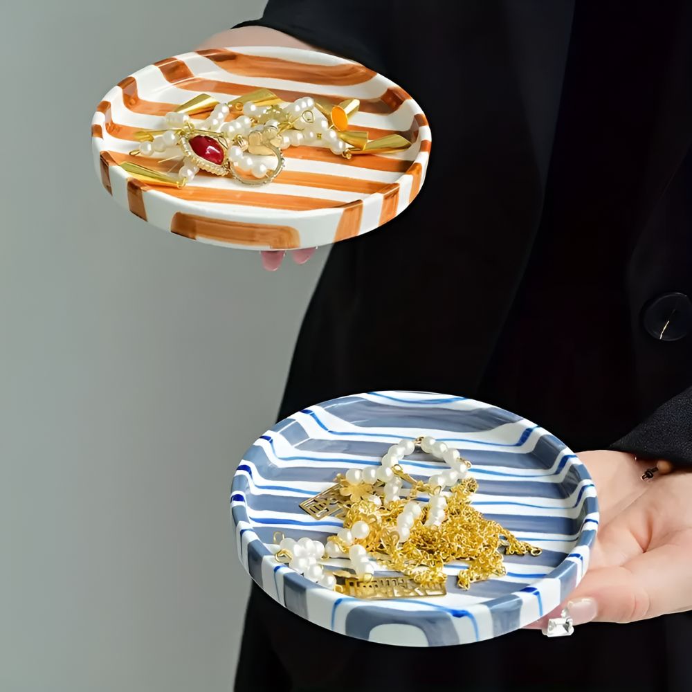 Silva Ceramic Stripe Jewelry Tray