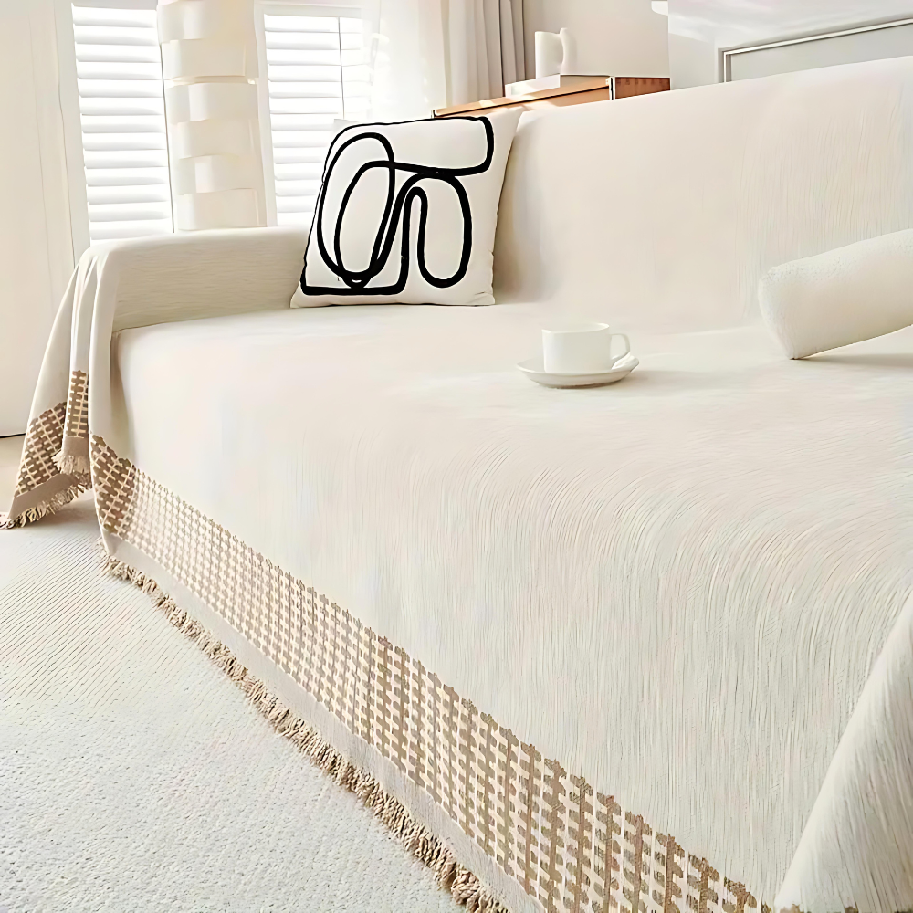 Sofa cover – Pet-friendly and stain-resistant – Rustic tassel design