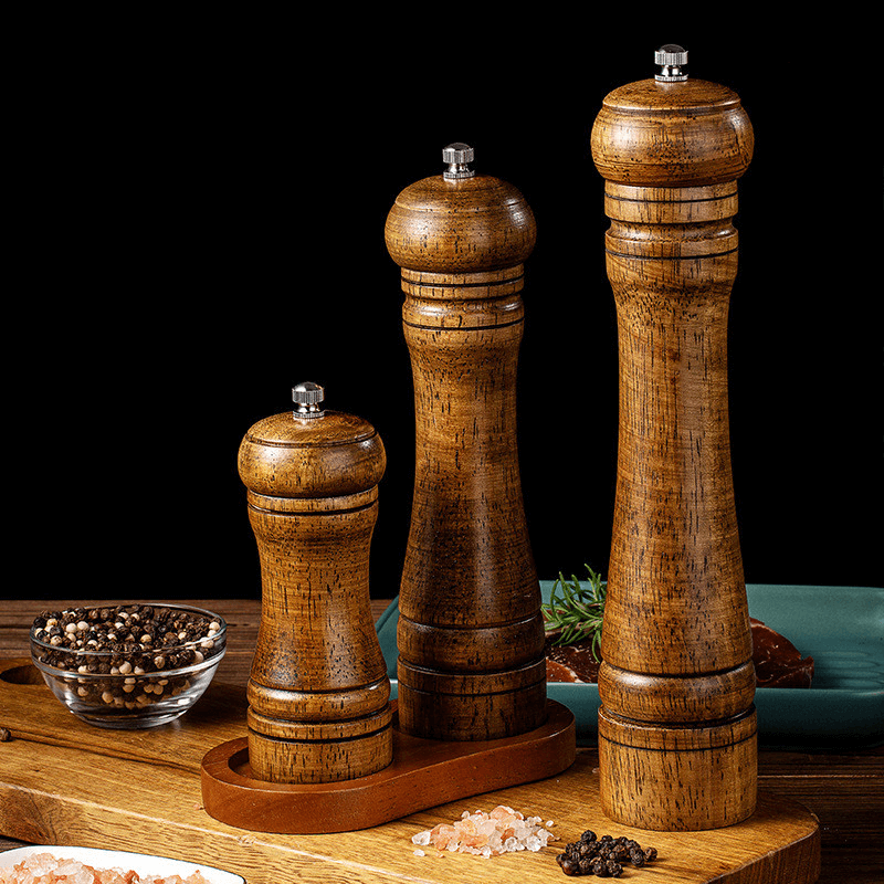 Spice grinder – Solid wood – Adjustable ceramic core – Manual salt and pepper mill for fresh seasoning
