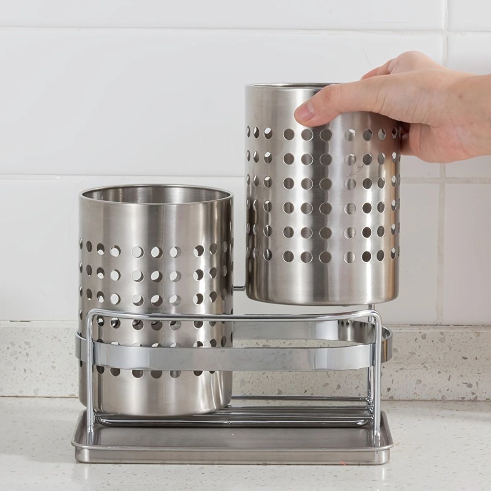 Stainless Steel Utensil Holder with Hole