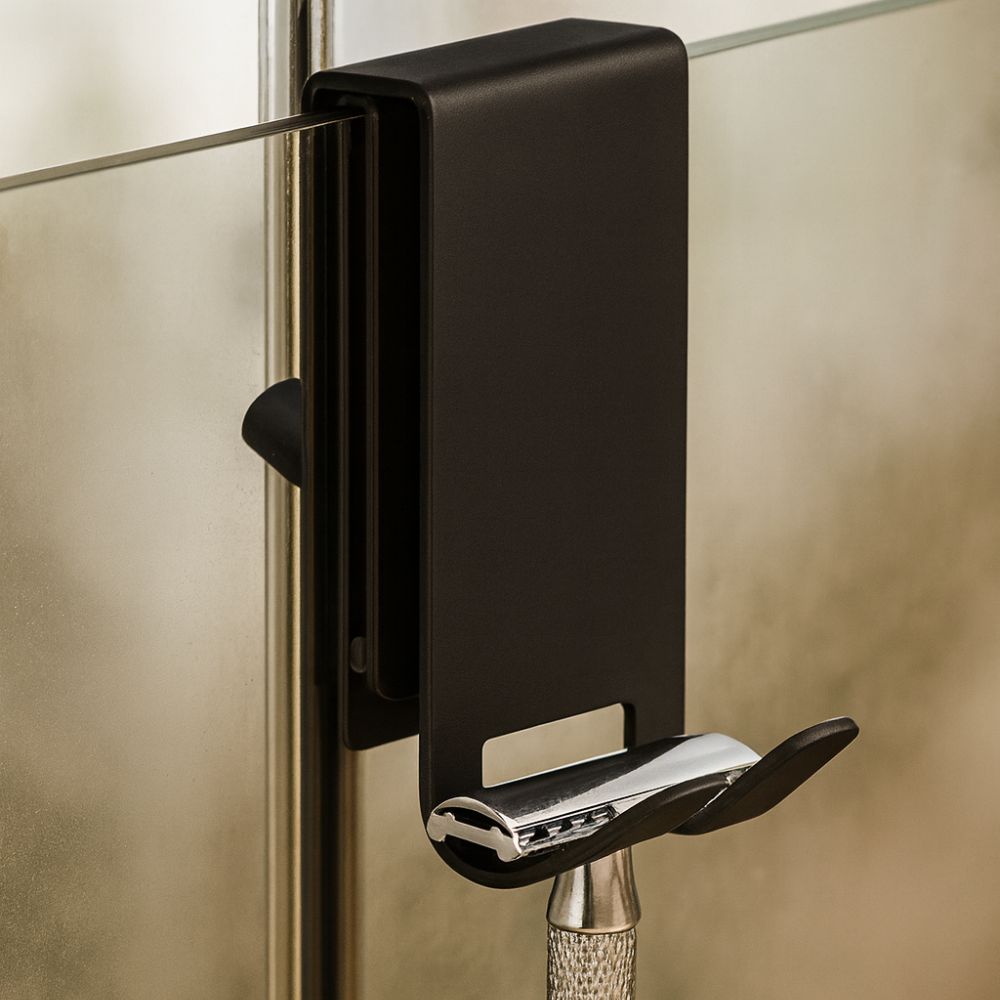 Stainless shower door hooks – Polished finish – Space-saving design – Easy no-drill installation