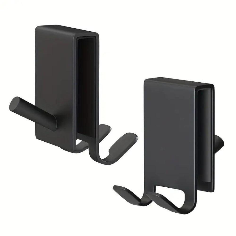 Stainless shower door hooks – Polished finish – Space-saving design – Easy no-drill installation