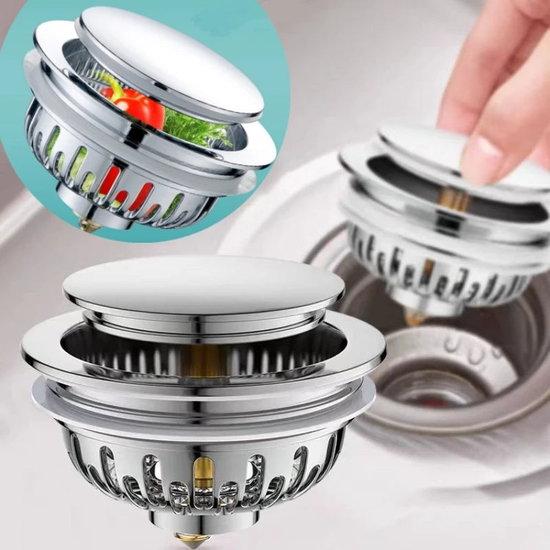 Stainless steel sink filter – Durable pop-up design – Odor eliminating – Standard size for most sinks