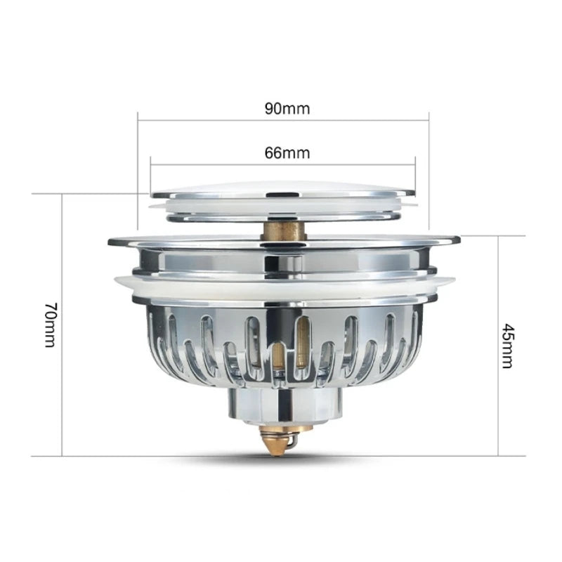 Stainless steel sink filter – Durable pop-up design – Odor eliminating – Standard size for most sinks