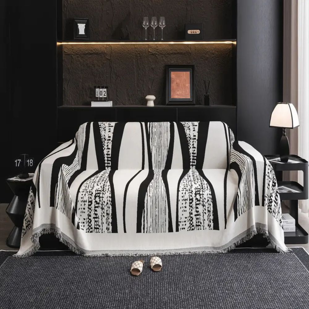 Stone Bohemian Fringe Sofa Cover