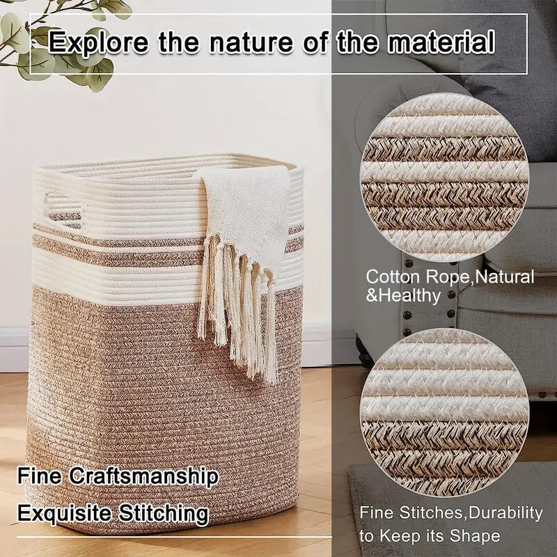 Storage basket – Cotton – Foldable design – Versatile home organizer – 15 x 12 x 18 in