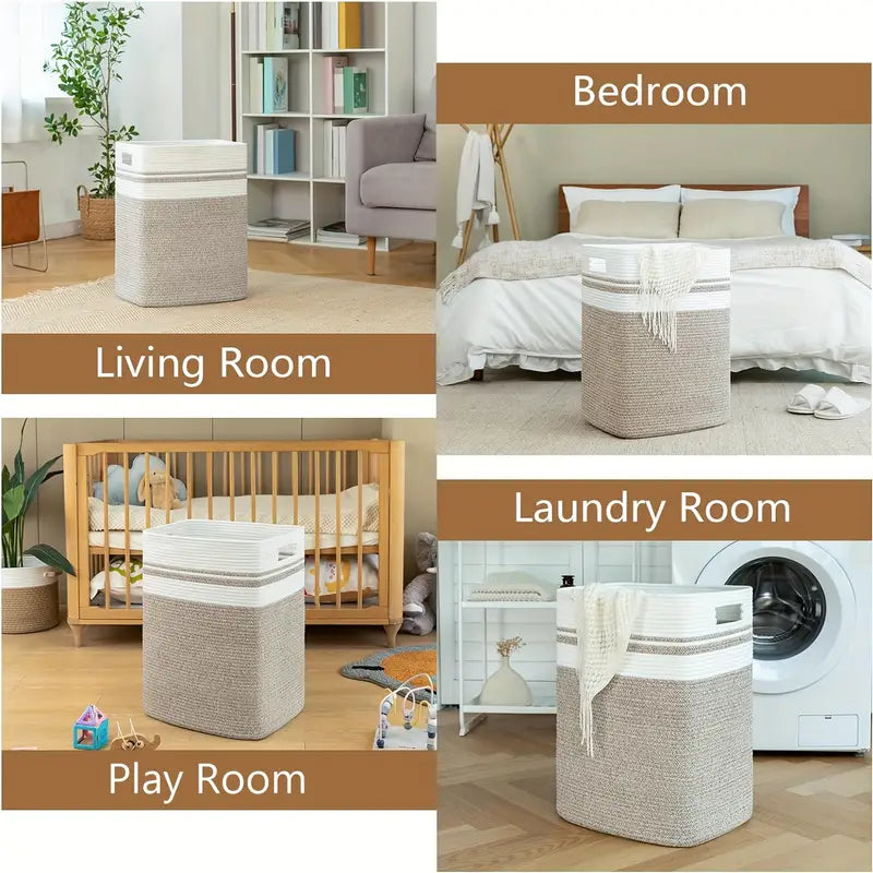 Storage basket – Cotton – Foldable design – Versatile home organizer – 15 x 12 x 18 in