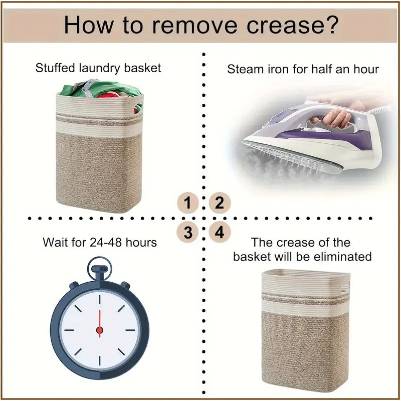 Storage basket – Cotton – Foldable design – Versatile home organizer – 15 x 12 x 18 in