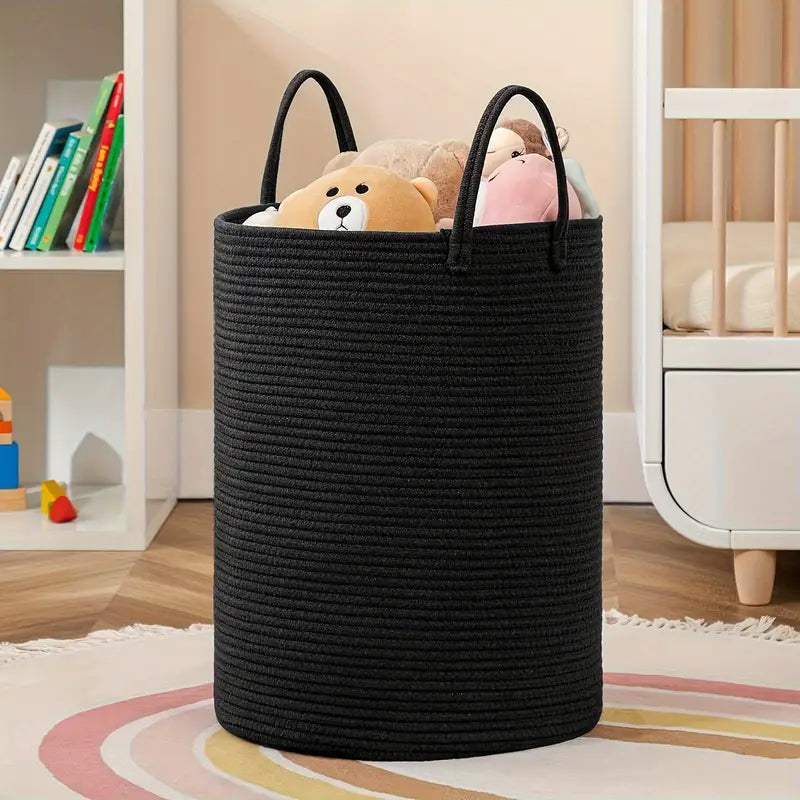 Storage basket – Durable woven rope – Modern design – Multi-use laundry hamper – 15.7 x 23.6 in