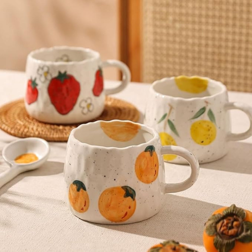 Sunny Fruit Ceramic Coffee Mug Set