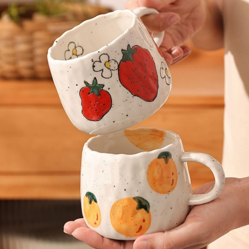 Sunny Fruit Ceramic Coffee Mug Set
