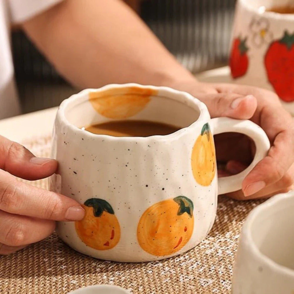 Sunny Fruit Ceramic Coffee Mug Set