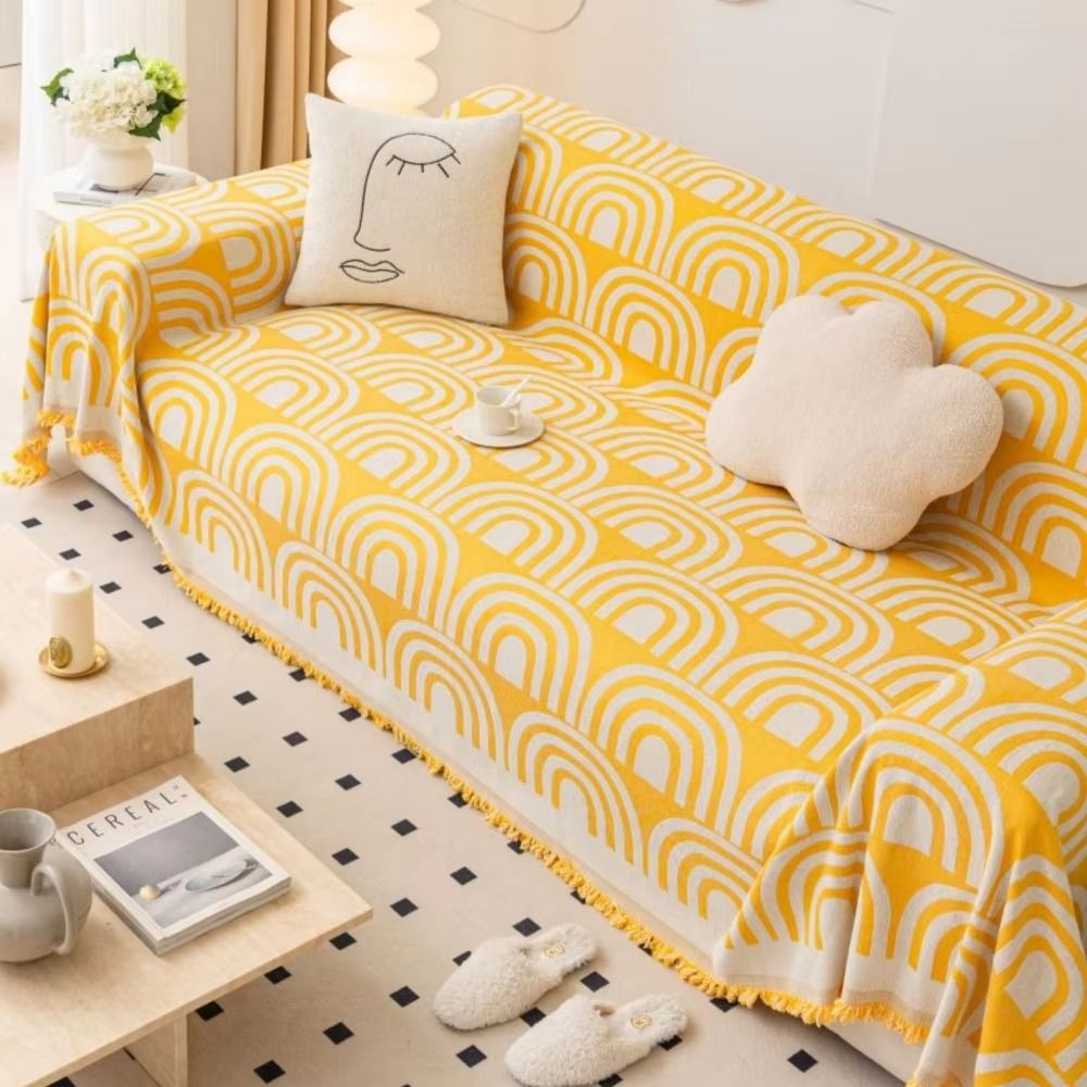 Symmetrical Half-Arch Chenille Sofa Cover