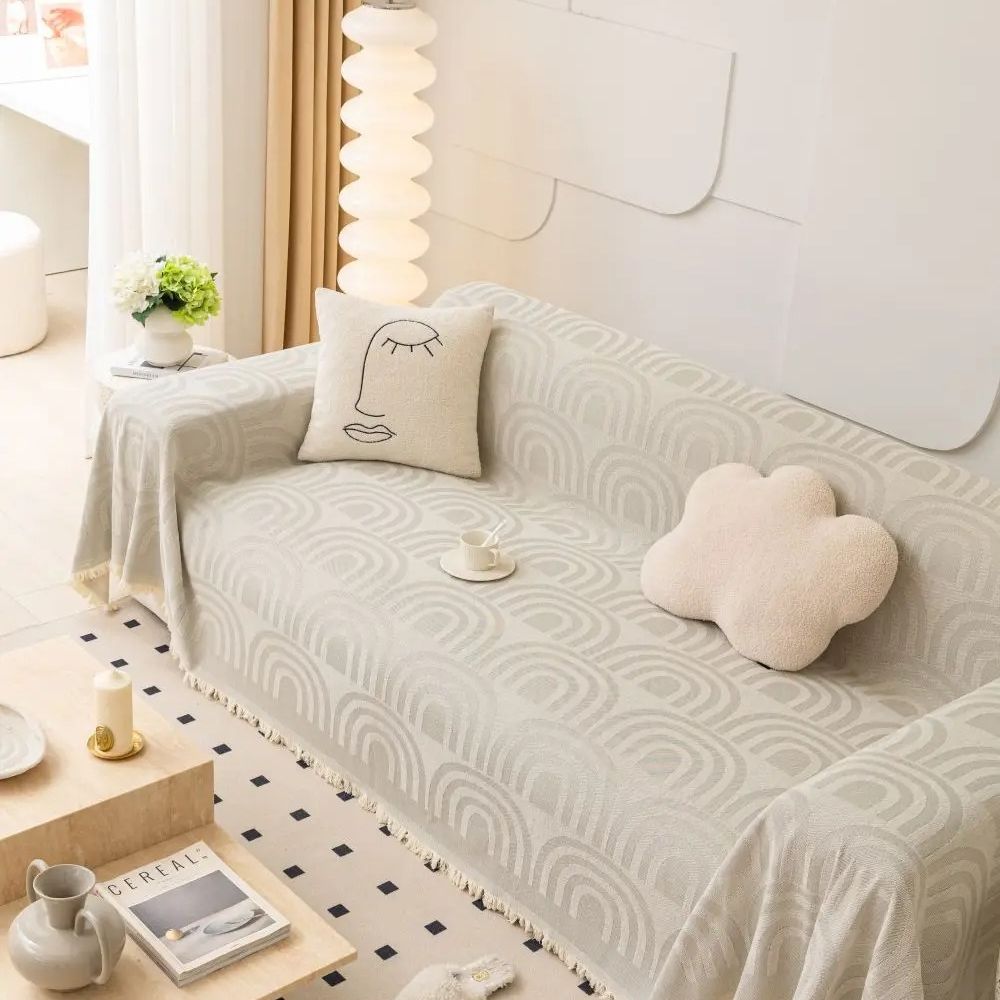 Symmetrical Half-Arch Chenille Sofa Cover