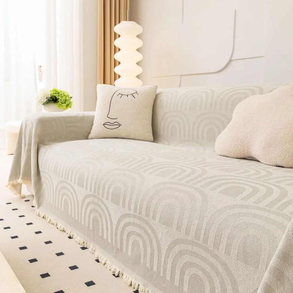 Symmetrical Half-Arch Chenille Sofa Cover