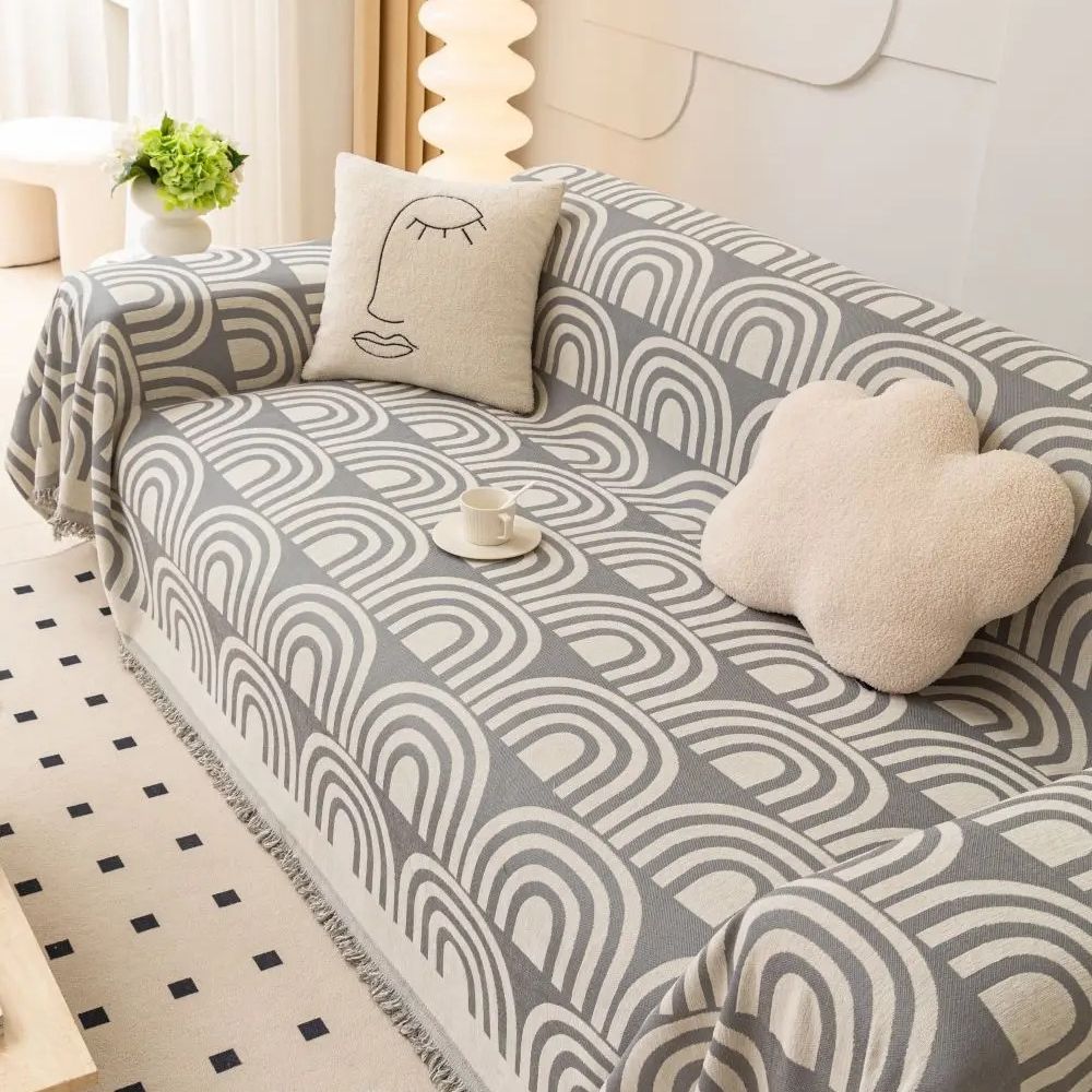 Symmetrical Half-Arch Chenille Sofa Cover