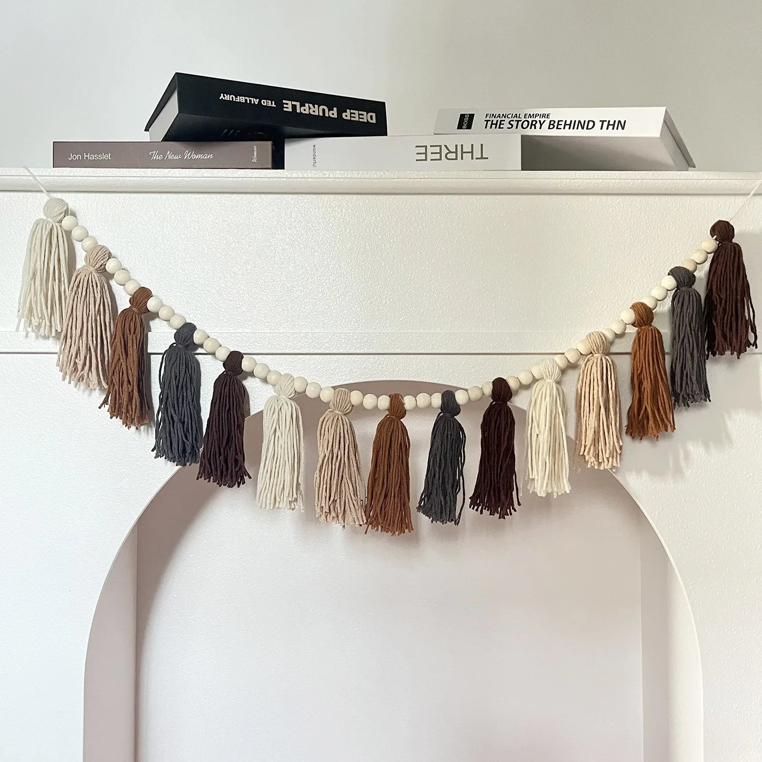 Tassel garland – Handmade yarn – Soft terracotta colors – 6 ft long