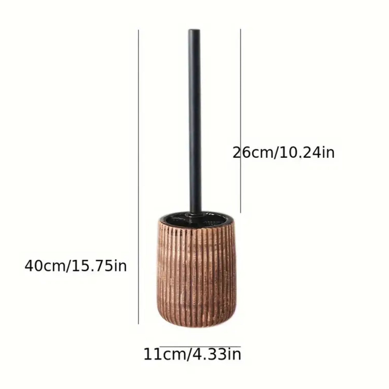 Textured ceramic toilet brush holder with black handle, modern bathroom cleaning brush set in rustic design