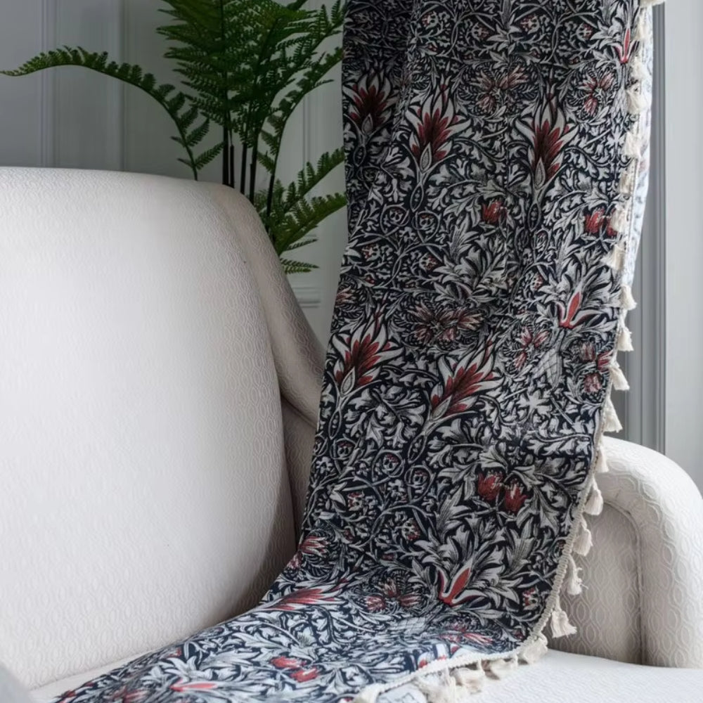 Thistle Ebonleaf Floral Tapestry Curtain