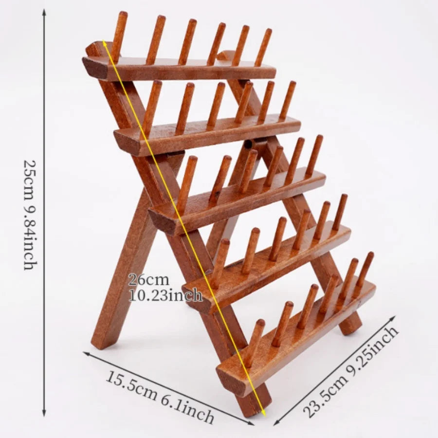 Thread holder – Solid wood – Self-standing design – Holds 30 spools of thread – Eco-friendly craft organizer