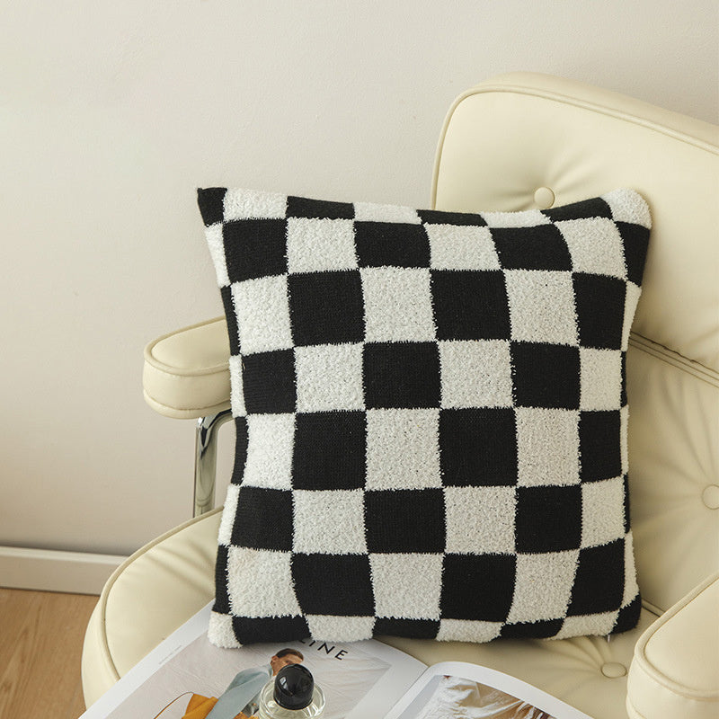 Throw Pillow Cover – Checkerboard Pattern – Soft Polyester-Cotton Blend – Fits 18x18 Pillow Inserts
