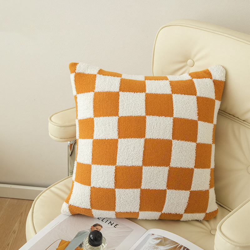 Throw Pillow Cover – Checkerboard Pattern – Soft Polyester-Cotton Blend – Fits 18x18 Pillow Inserts