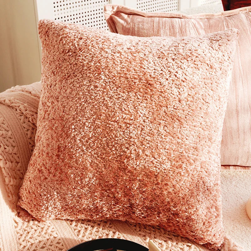 Throw pillow cover – Soft fabric – Pink retro design – Decorative home accent for living room