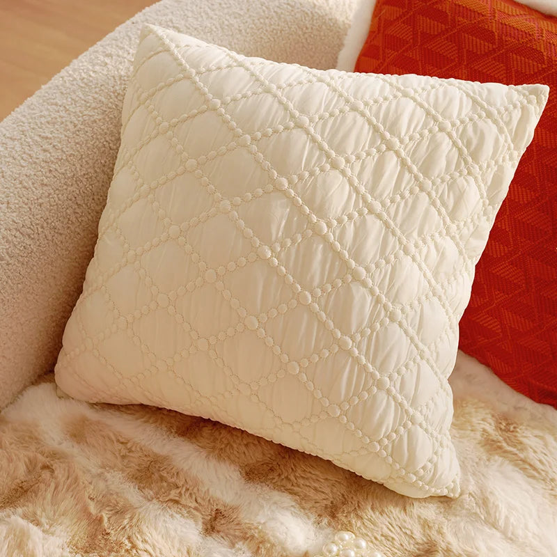 Throw pillow cover – Soft fabric – Pink retro design – Decorative home accent for living room