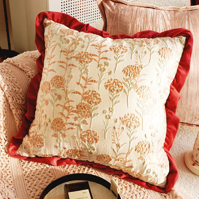 Throw pillow cover – Soft fabric – Pink retro design – Decorative home accent for living room