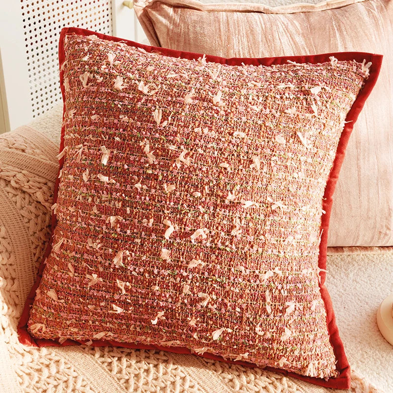 Throw pillow cover – Soft fabric – Pink retro design – Decorative home accent for living room