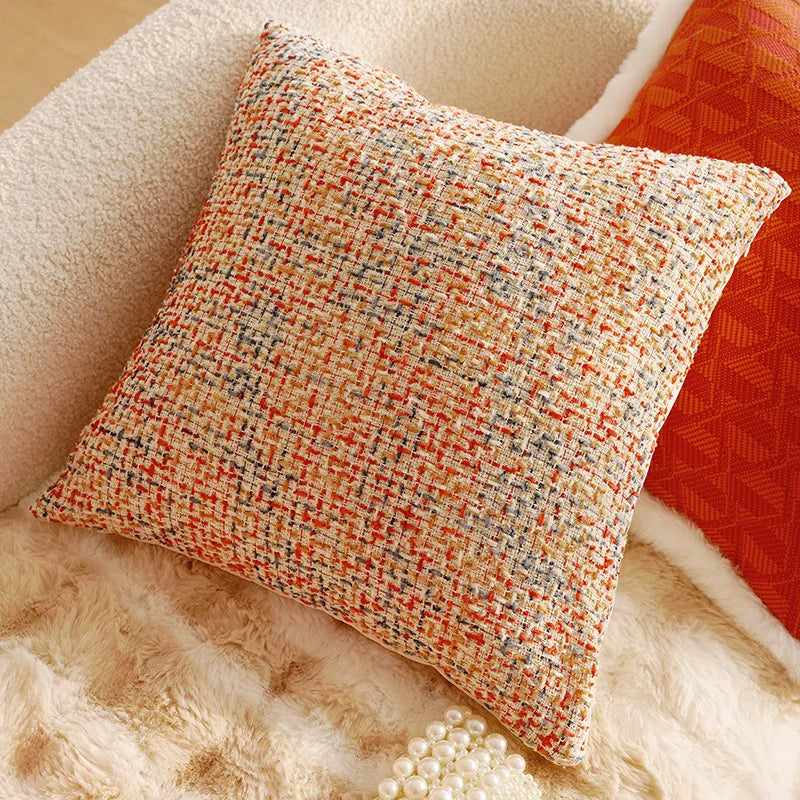 Throw pillow cover – Soft fabric – Pink retro design – Decorative home accent for living room