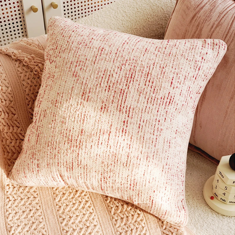 Throw pillow cover – Soft fabric – Pink retro design – Decorative home accent for living room