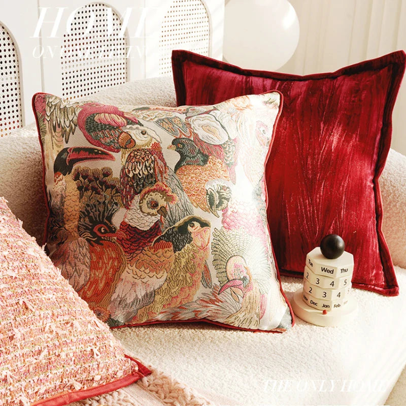 Throw pillow cover – Soft fabric – Pink retro design – Decorative home accent for living room