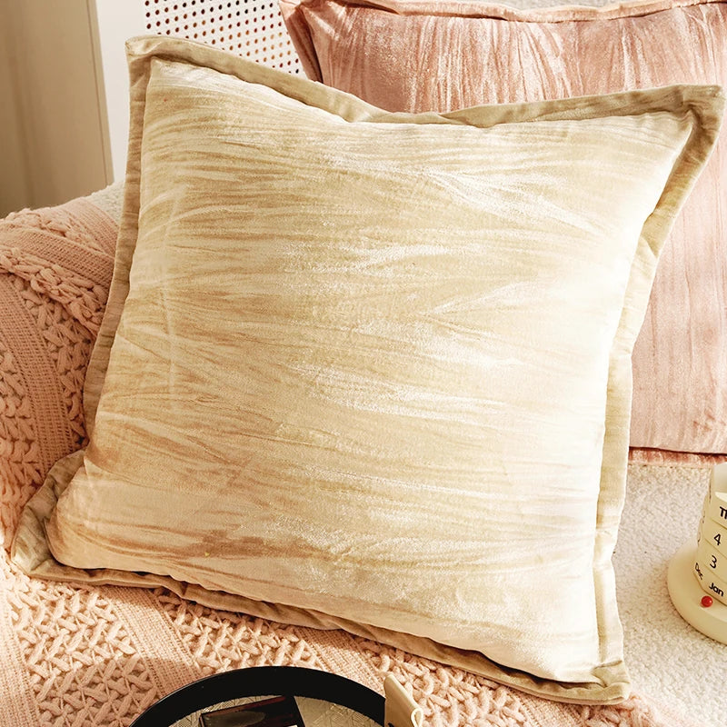 Throw pillow cover – Soft fabric – Pink retro design – Decorative home accent for living room