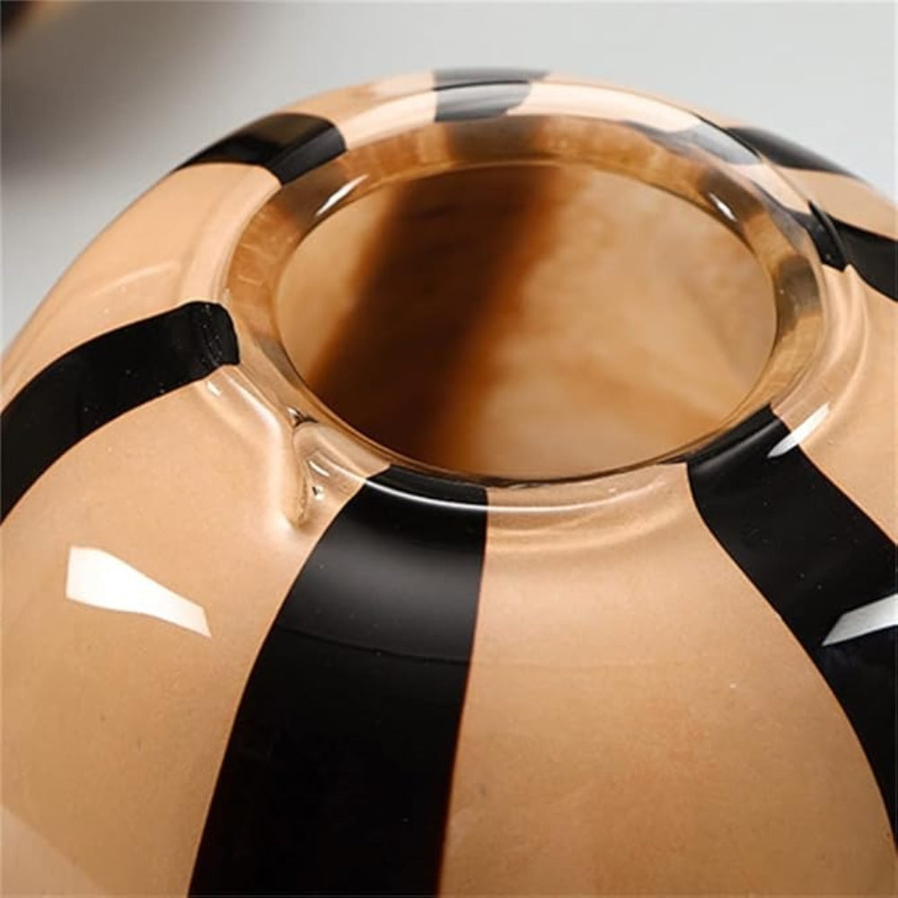 Thurid Glass Striped Pumpkin Vase