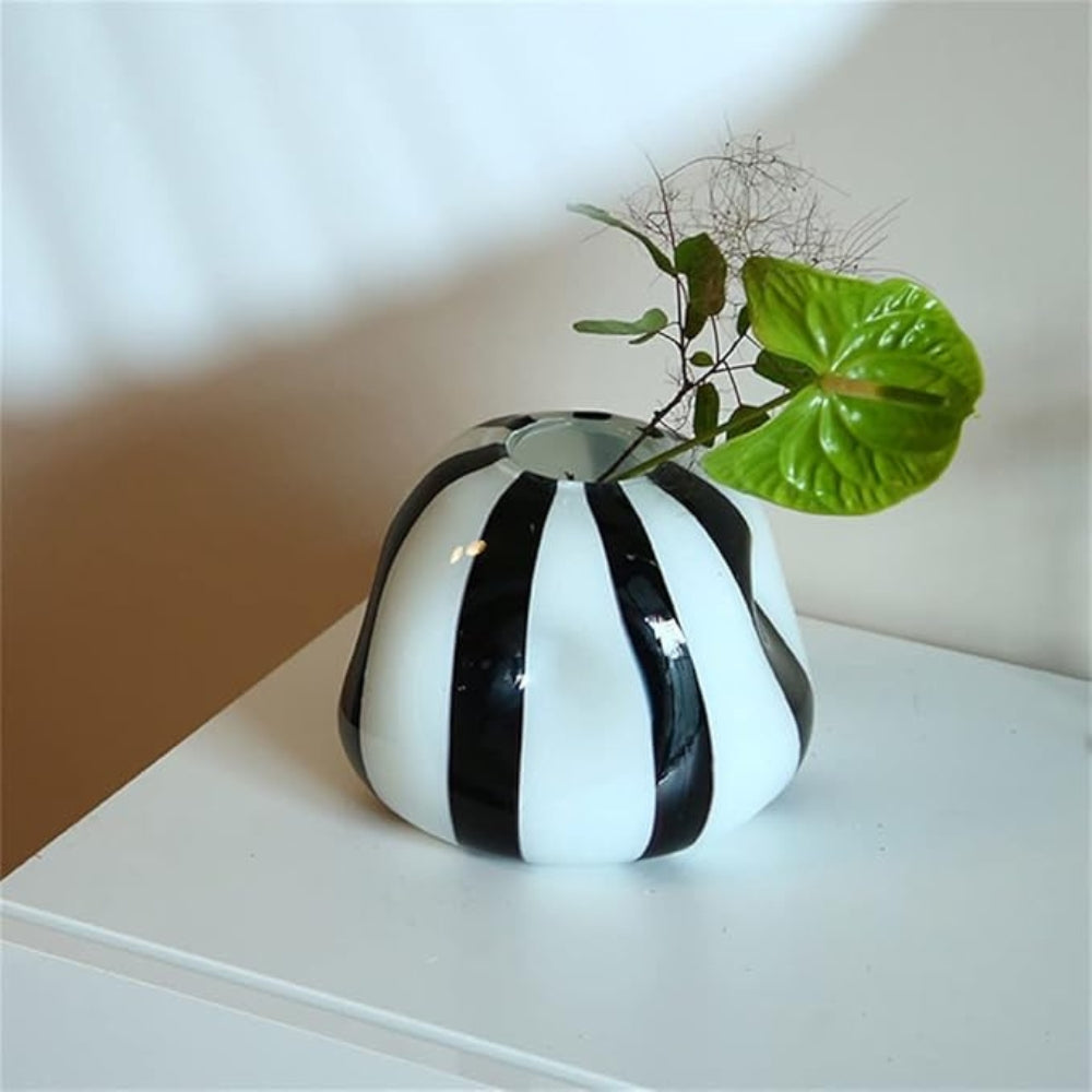 Thurid Glass Striped Pumpkin Vase