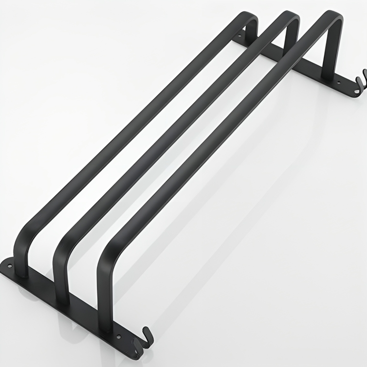 Towel rack – Aluminum – Black finish – Easy installation – Space-saving solution