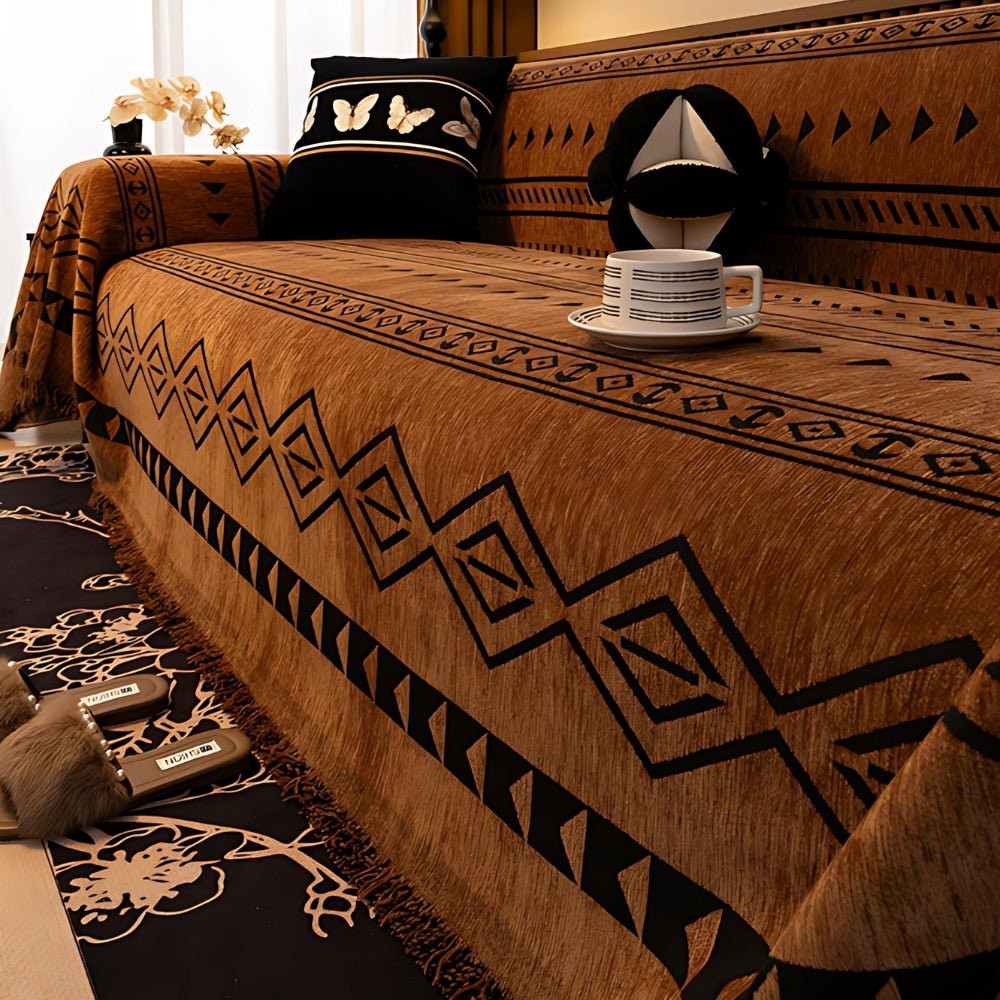 Tribal Geometric Chenille Sofa Cover