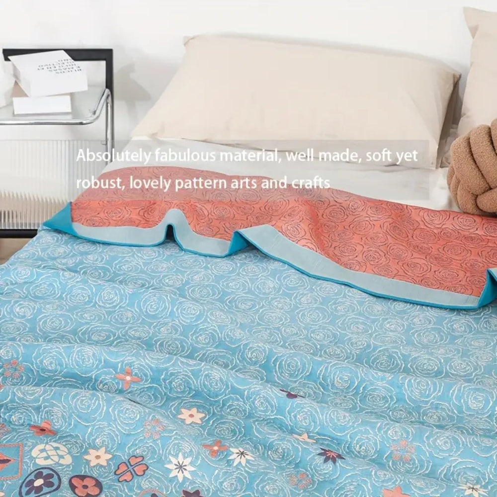 Turquoise Floral Glam Gauze Blanket