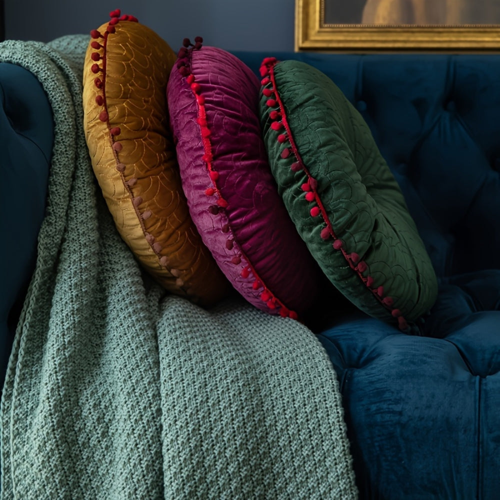 Veloura Round Vintage Quilted Ottoman Cushion Pad