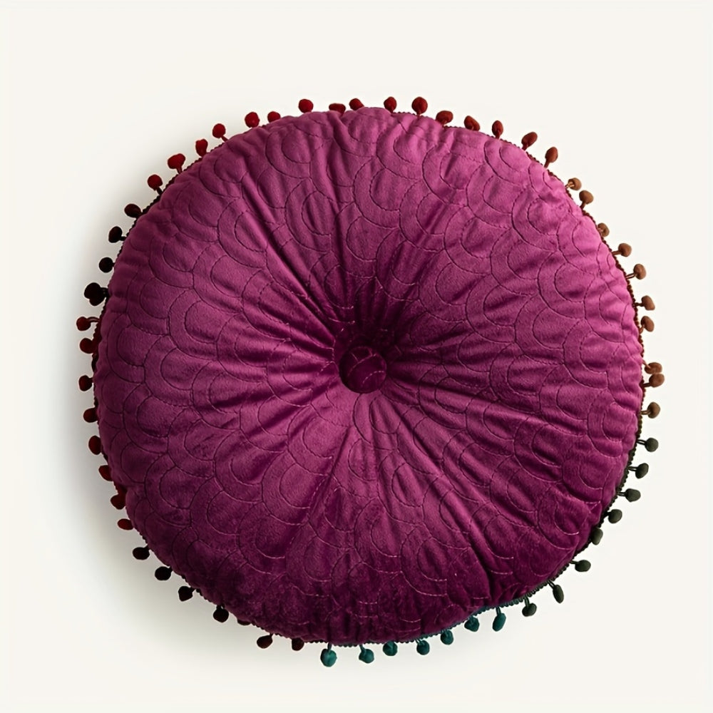 Veloura Round Vintage Quilted Ottoman Cushion Pad