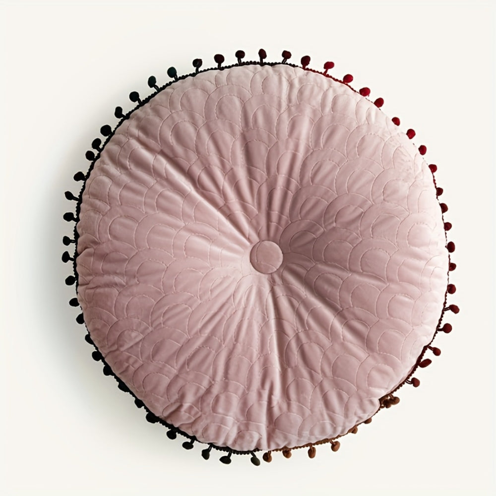 Veloura Round Vintage Quilted Ottoman Cushion Pad