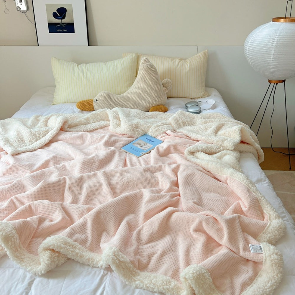 Solène Floral Embossed Sherpa Blanket