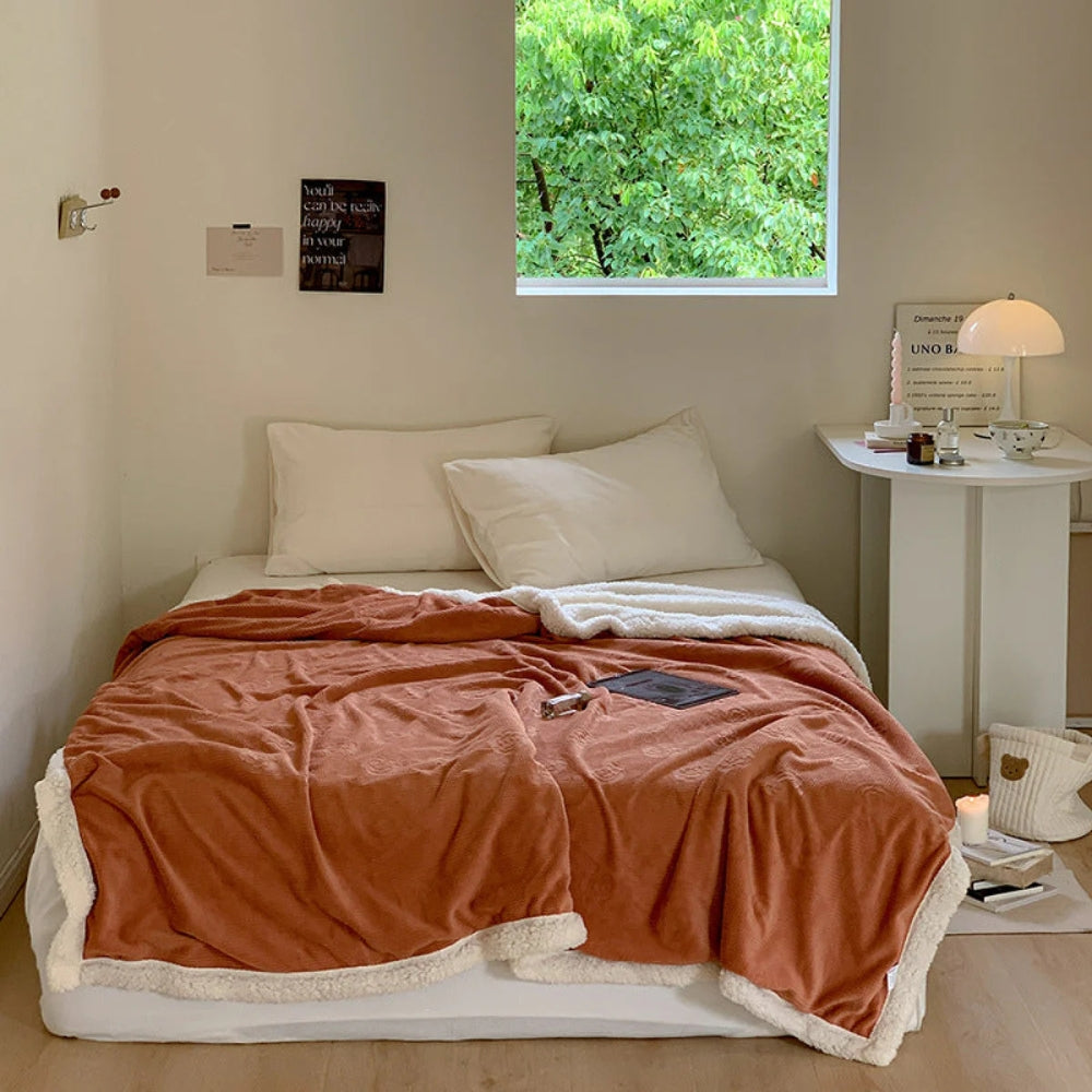 Solène Floral Embossed Sherpa Blanket