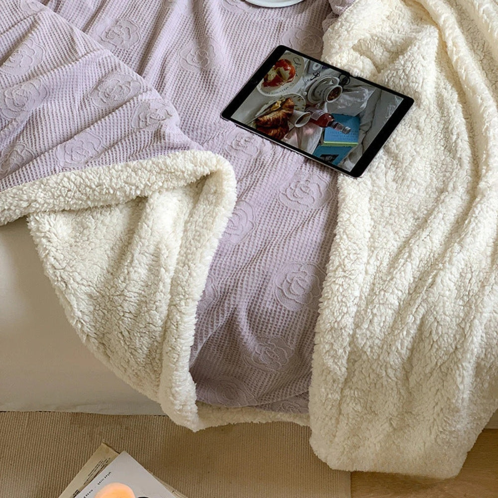 Solène Floral Embossed Sherpa Blanket