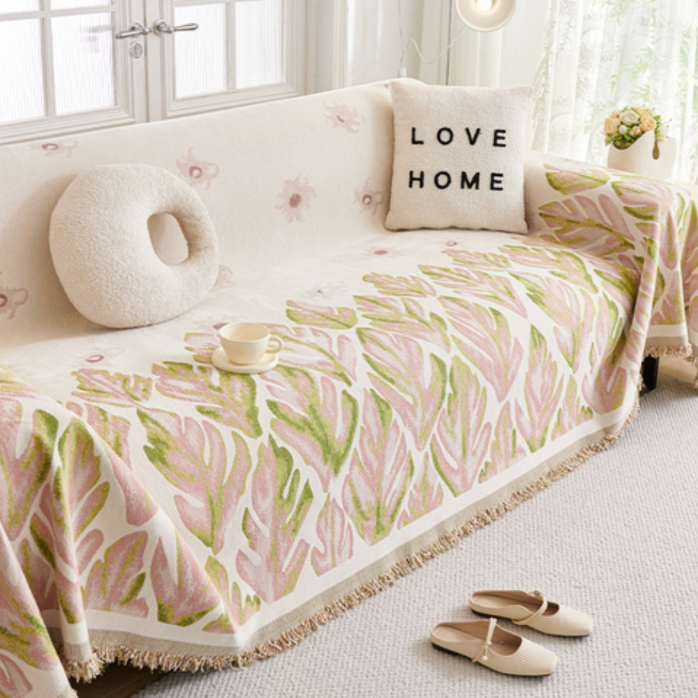 Verdure Leaf Pattern Chenille Sofa Cover