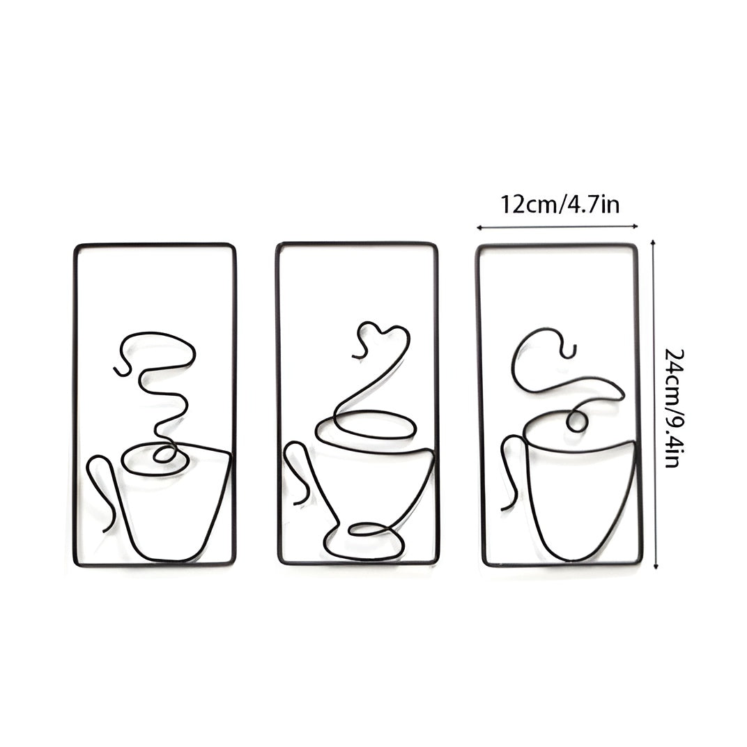 Wall art – Black iron coffee cup design – Creative indoor and outdoor wall decor