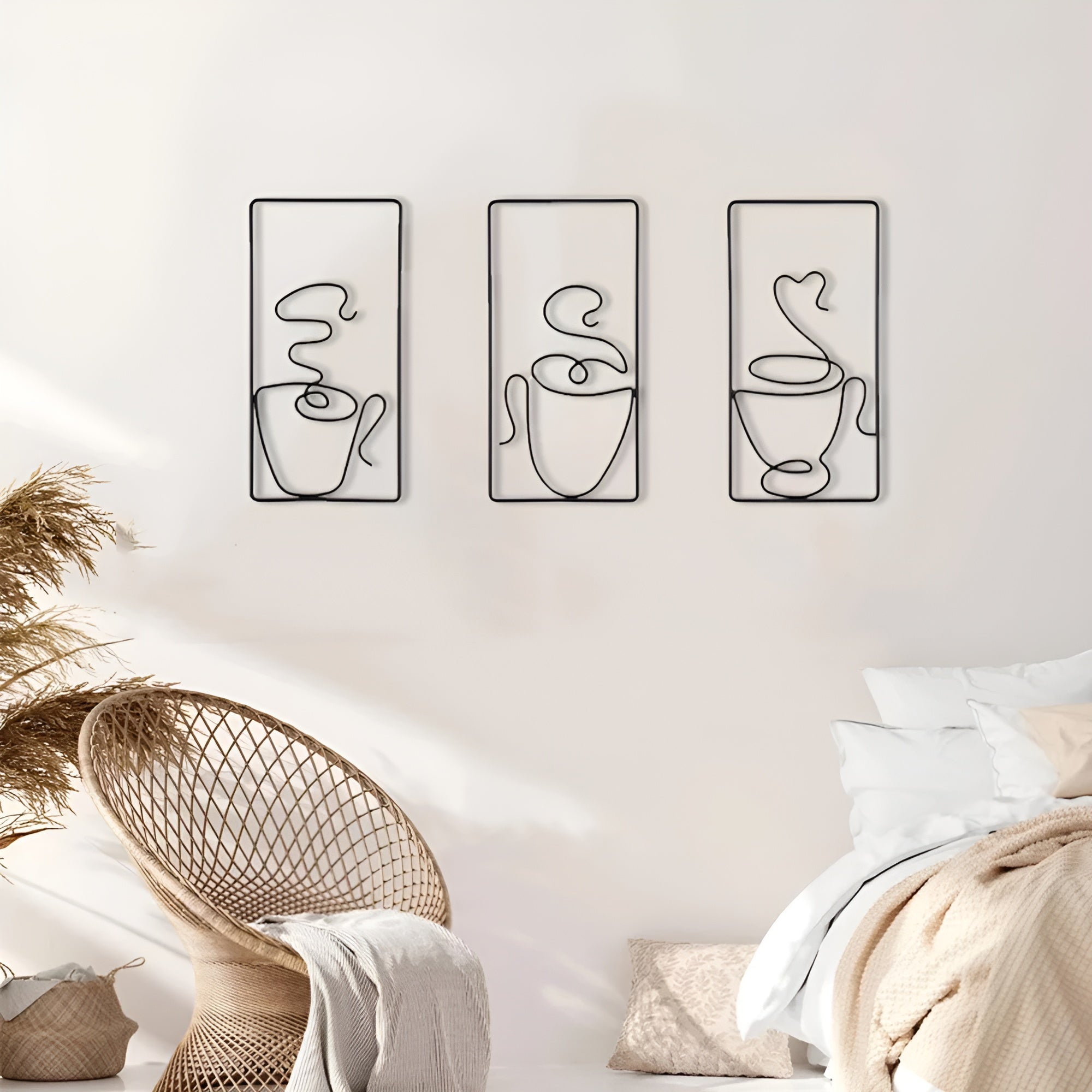 Wall art – Black iron coffee cup design – Creative indoor and outdoor wall decor