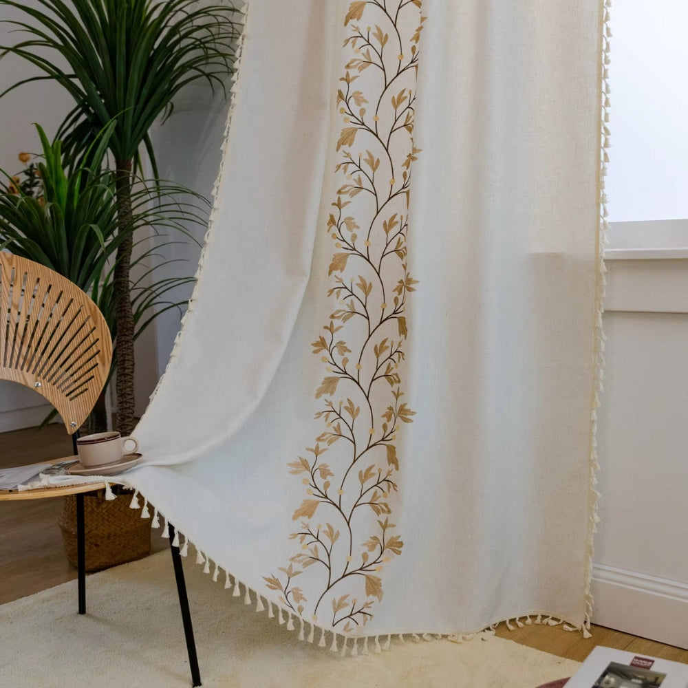 Willow Floral Elegance Tassel Curtain