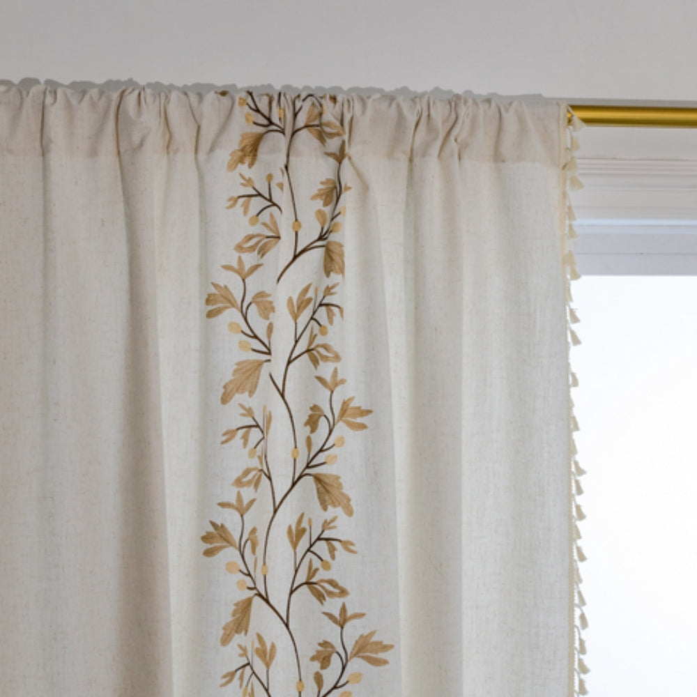 Willow Floral Elegance Tassel Curtain